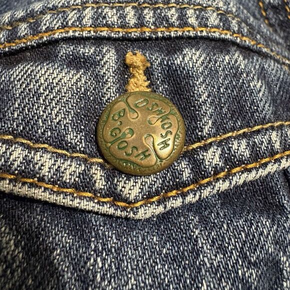 Kids Size 5 Vintage Oshkosh B'gosh Brass Clover Buttons Denim Jacket 100% Cotton - Picture 1 of 5